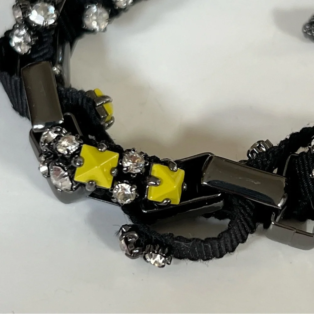 NWOT Juicy Couture Hematite Toggle Bracelet w/ Ribbon, Crystals, & Neon Studs